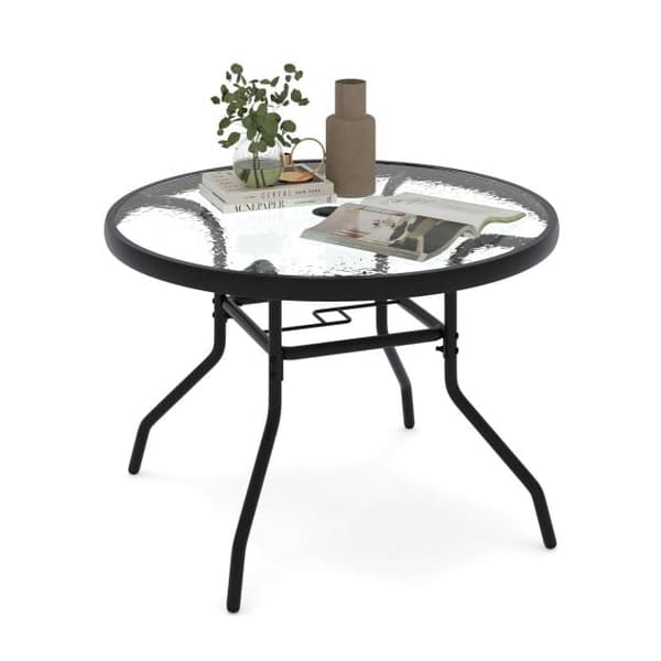 Havebord, 70x70x45,5 cm, Sort, Glasplade , Star