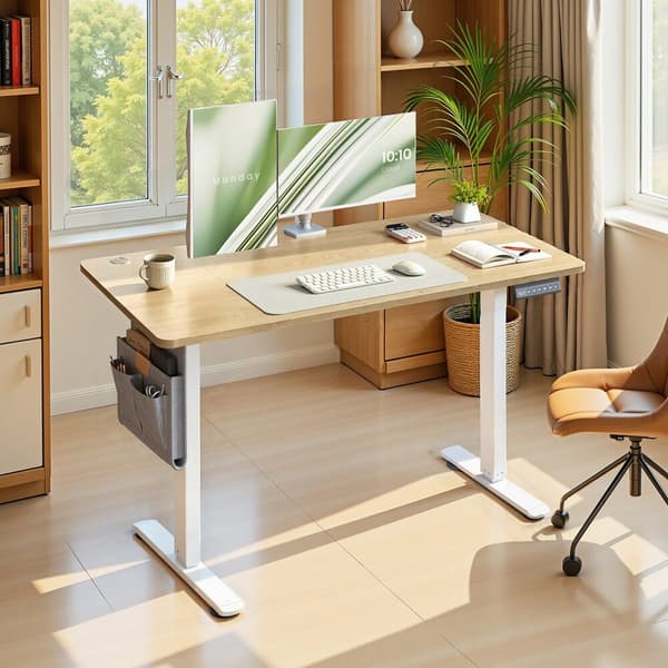 Høydejusterbart skrivebord 60x120x72-120 cm eiketre stål