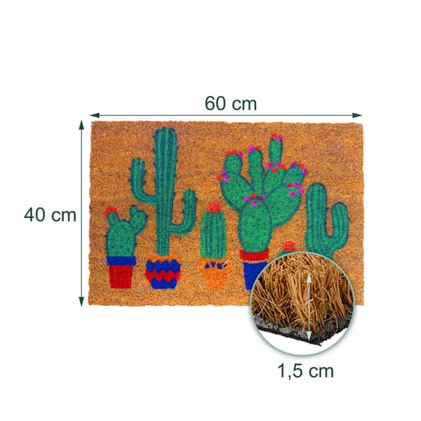 Dørmåtte i kokos, planter, 60x40 cm, Kodustaar