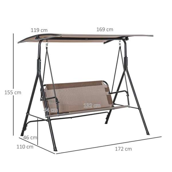 Hammockgunga för veranda, 172x110x155 cm, Brun