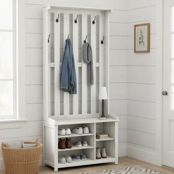 Hallestativ 35x81x180 cm Hvid Spånplade