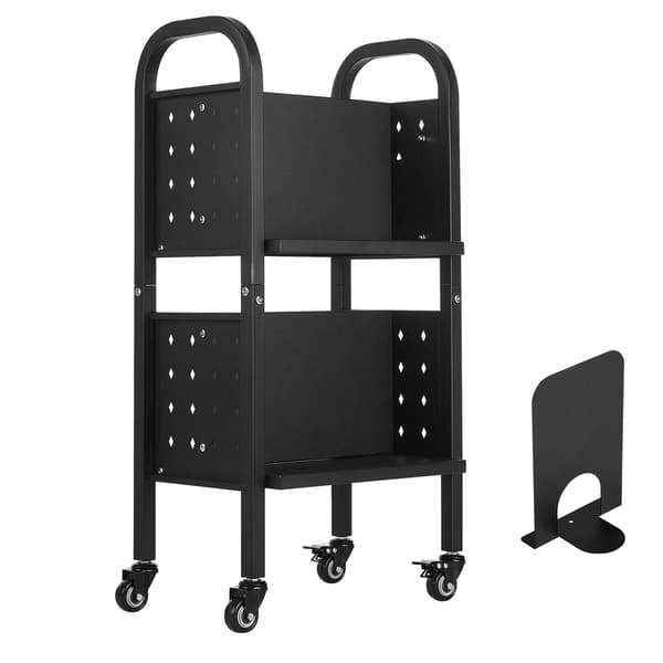 Biblioteksvogn, 45x33x88 cm, Sort, Stål