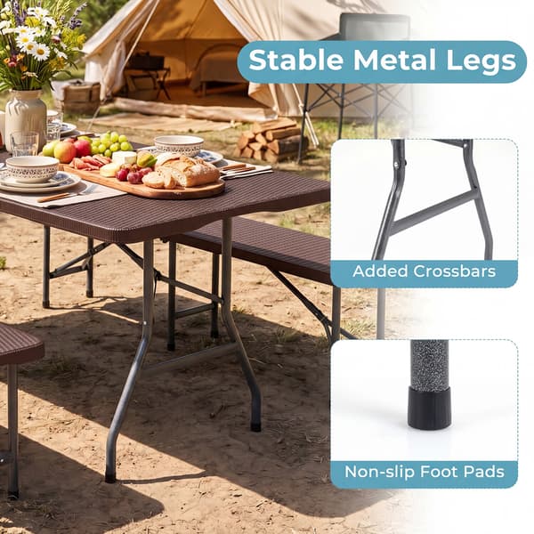 Sammenklappeligt campingbord 183x76x74 cm kaffe