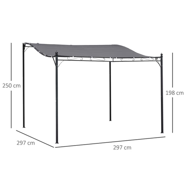 Pergola, 297x297 cm, harmaa, metalli