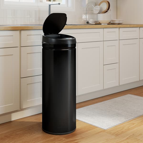 Sensor affaldsspand 30,5x30,5x85 cm Sort rustfrit stål