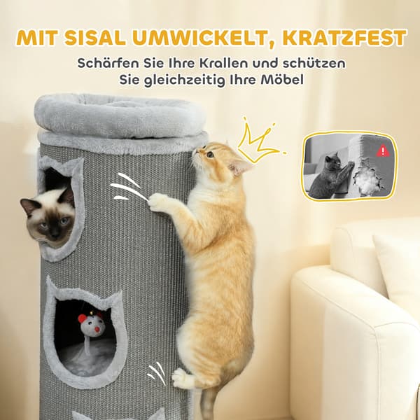 Kattetønde med kradseflade, 38x96 cm, Grå, Polyester