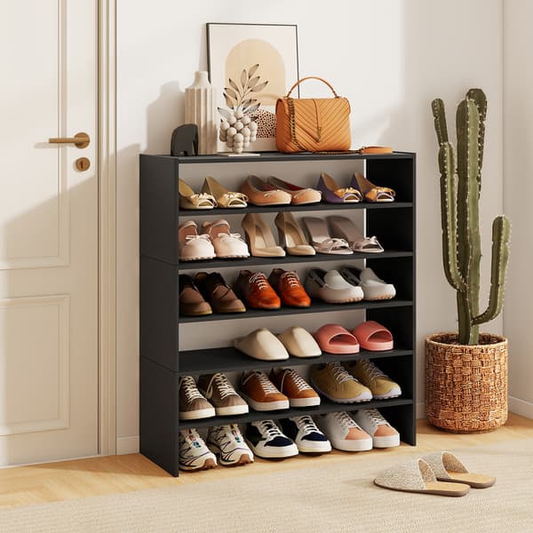 Skohylde 6-niveau 78,7x30,5x91,4 cm sort