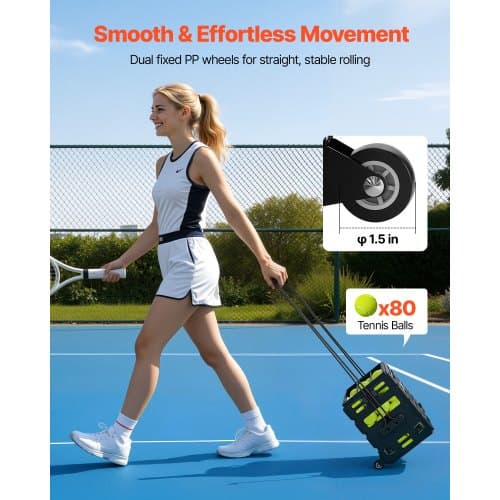 Tennisboldopsamler 80 bolde kapacitet Sort opbevaring