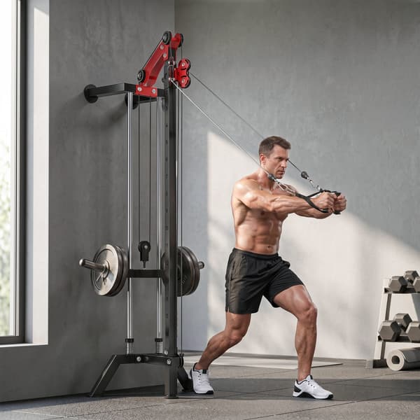 Lat pulldown -asema 68x85x210 cm musta/punainen