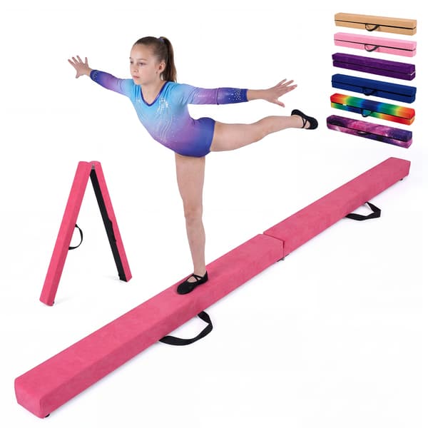 Sammenklappelig balancebom 210x10x6,4 cm rosa