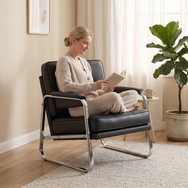 Lounge stol 80x79x84 cm sort kunstlæder