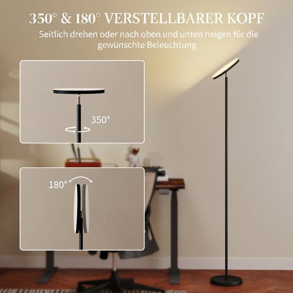 RGB LED gulvlampe med uplight Ø25x177 cm sort