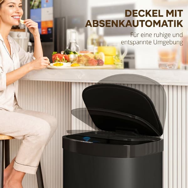 Sensor affaldsspand 55L 38x28,5x69 cm sort