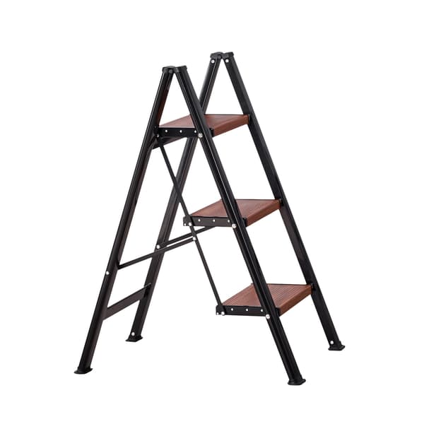 Trappestige 3 trin foldbar 44,5x65x85 cm sort aluminium