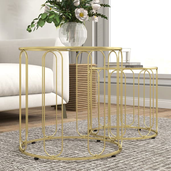 Sæt glasborde 50x50 cm 40x40 cm guld metal