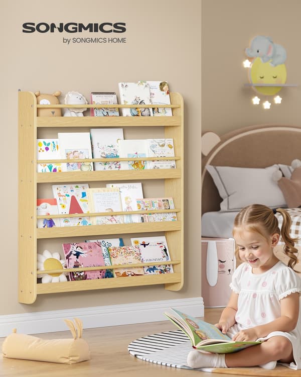 Børnebibliotek 12x80x100 cm Beige Træ
