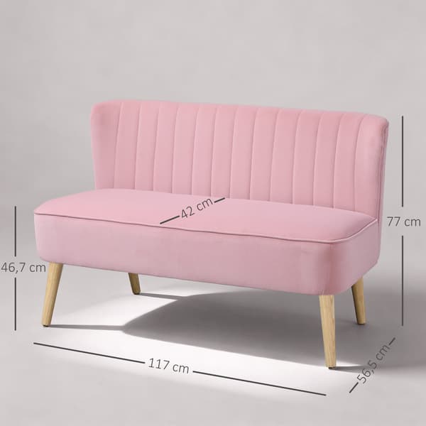 Sofa, 2-personers stofsofa, 117x56,5x77 cm, lyserød, stof