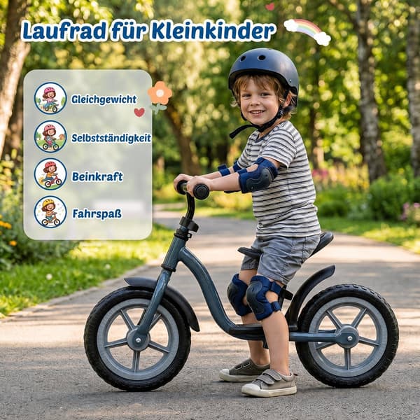 Børnebalancecykel med multi-justerbar saddel og styr, blå