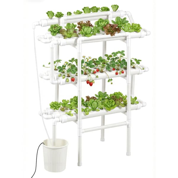 Hydroponisk dyrkningssystem, 98x46x128 cm, Hvid, UPVC