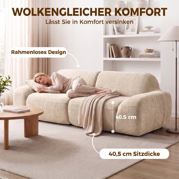 3-sits soffa 244x95x70 cm krämvit