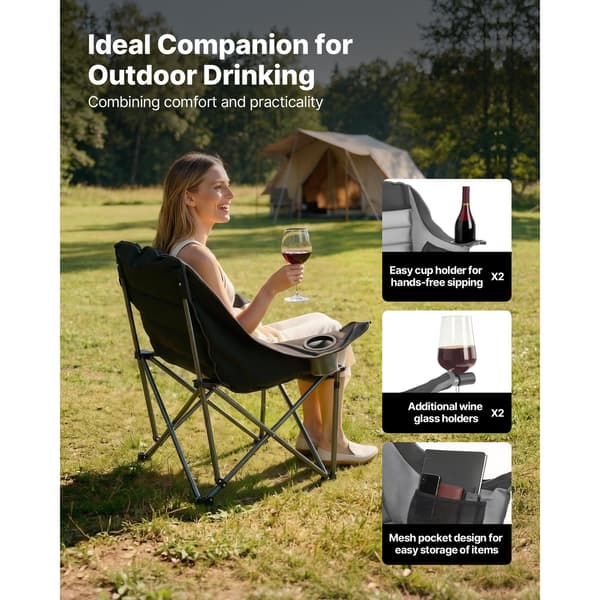 Campingstol 100x70x97,5 cm Sort og Grå Foldbar