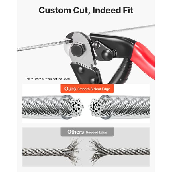 Wire Rope Kit, 30,5 m, 3,2 mm, Rustfrit Stål