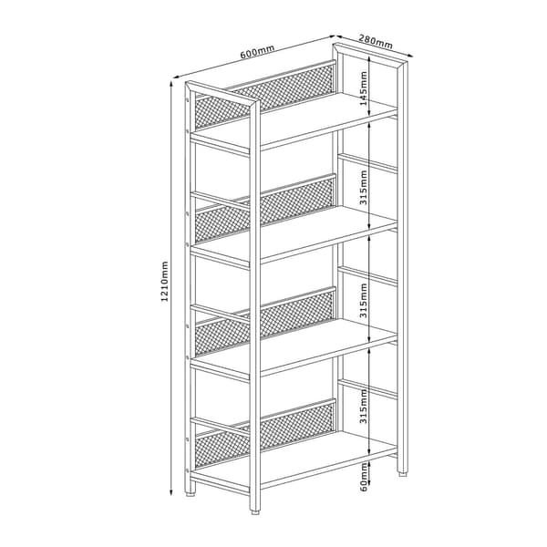 Hylde 60x28x121 cm Sort – 60x28xH121cm