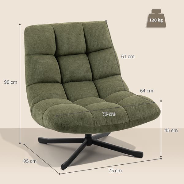 Drejestol 75x95x90 cm Grøn, Chenille
