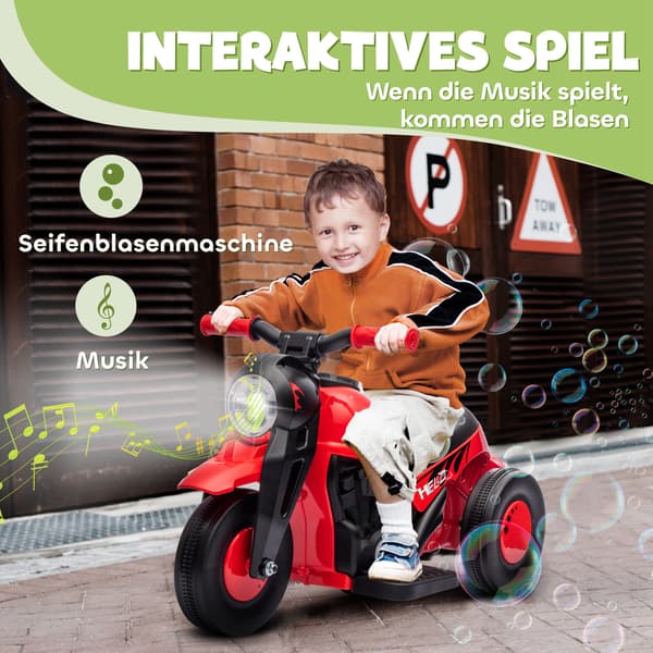 Barnens eldrivna motorcykel, 80x36x43,5 cm, röd, plast