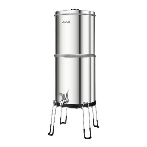 Gravity-drevet vandfilter system 8,52L 295x220x645 mm rustfrit stål farve