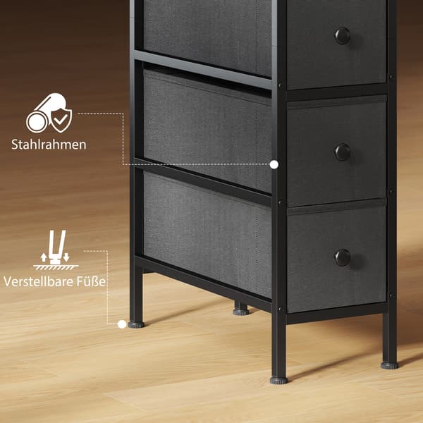 Kommode, 4 skuffer, 20x43x81,5 cm, sort, stålramme
