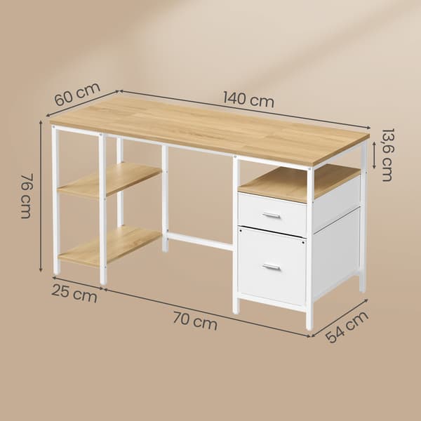 Skrivebord, 140x60x76 cm, Sort, Stål