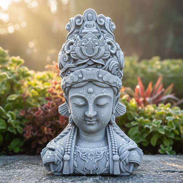 Buddha-patsas 44x32x21 cm harmaa beige polyresiini, Kodustaar