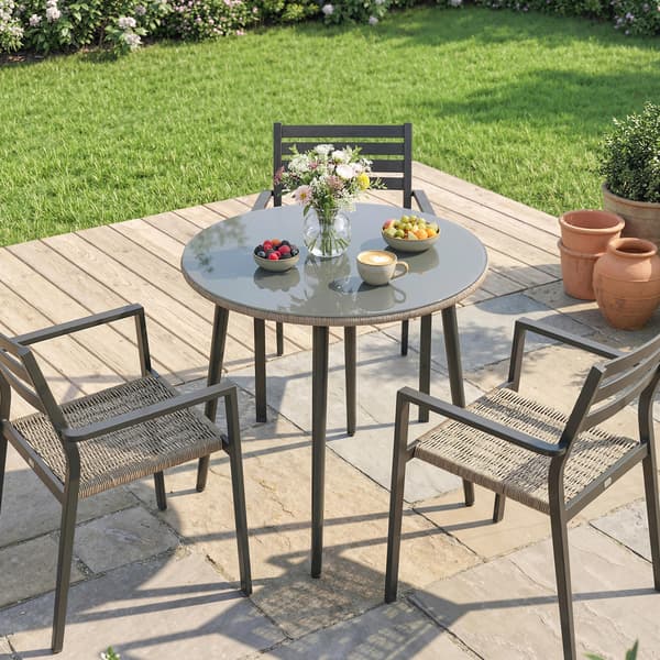 Havebord til spisning 80x80x74 cm Grå stål
