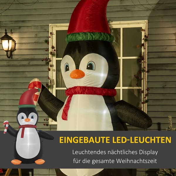 Oppustelig julepingvindekoration 162x100x250 cm multicolor