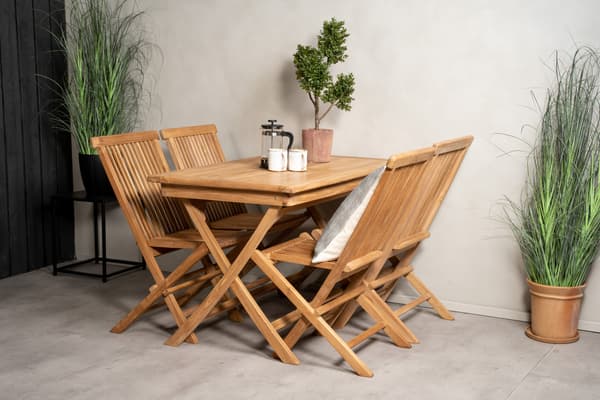 Spisebord og foldestole sæt 120x70x75 cm teak