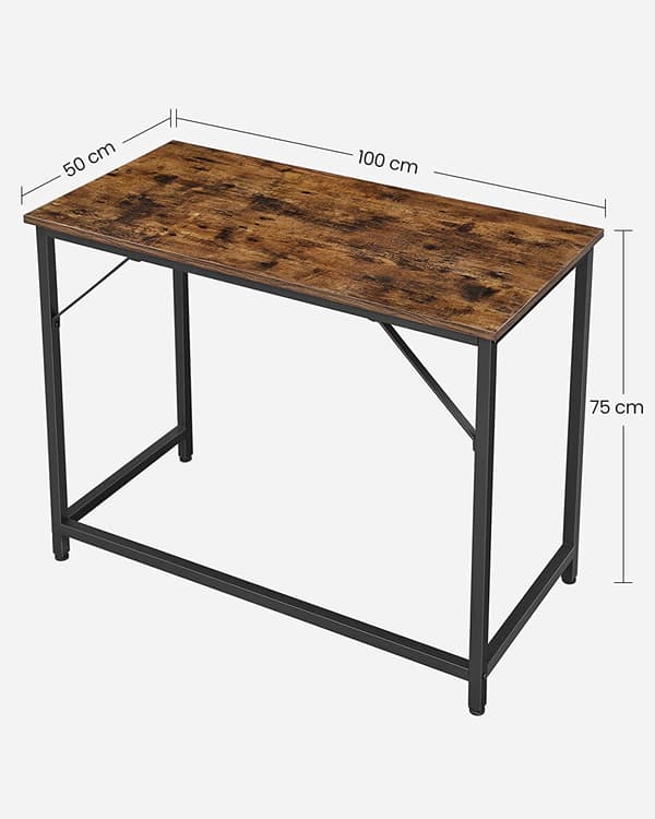 Computerbord 100x50x75 cm Brun Sort Stål