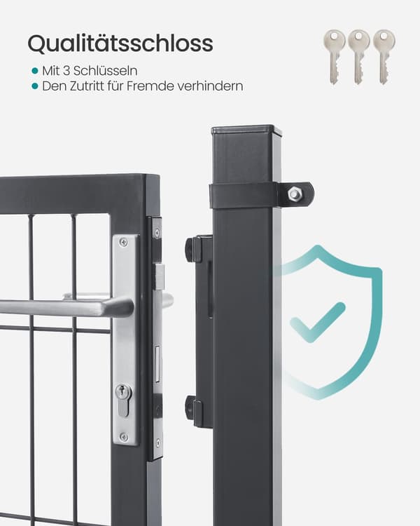 Garden Gate 106x6x210 cm Harmaa Teräs