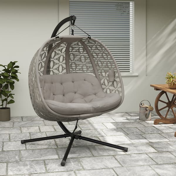Hängstol med stativ 126x126x176 cm Sand Fällbar Polyester