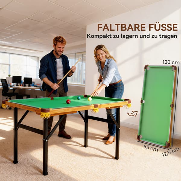 Billardbord Foldbart 120x63x73,5 cm Grøn Træ