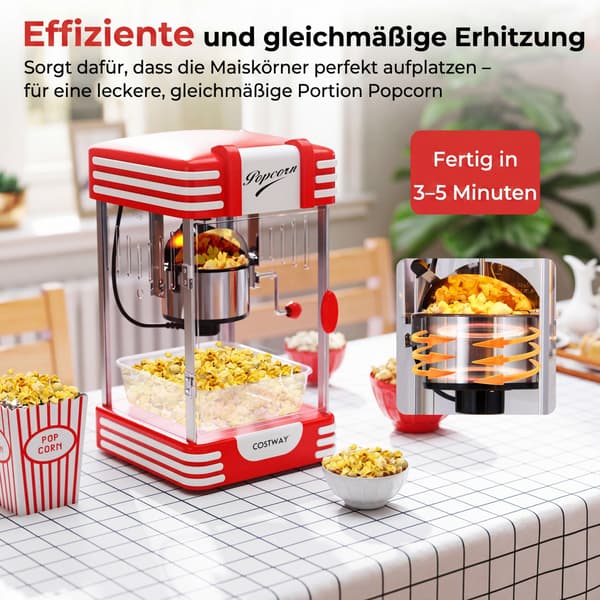 Popcorn-kone 28,5x26x48 cm punainen/valkoinen
