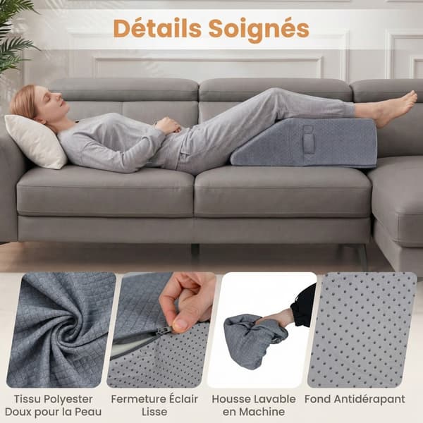 Benløftningspude Memory Foam 59x54x19 cm grå