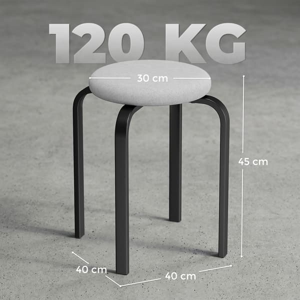 Skammel Sæt 40x40x45 cm Grå Stål
