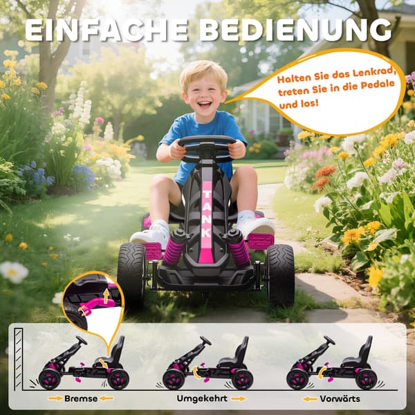 Pedal Go-Kart för barn 100x59x60,5 cm rosa
