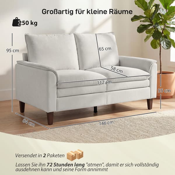 Soffa 146x84x95 cm Krämvit Chenilleklädsel