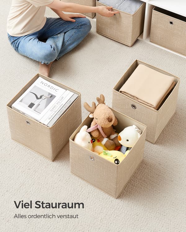 Förvaringslåda Set 30x30x30 cm Beige Vävda Tyger