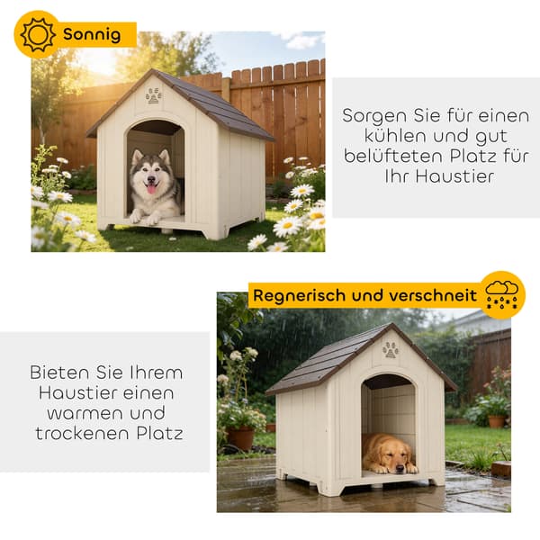Hundehus 88x79x89 cm beige/mørkebrun