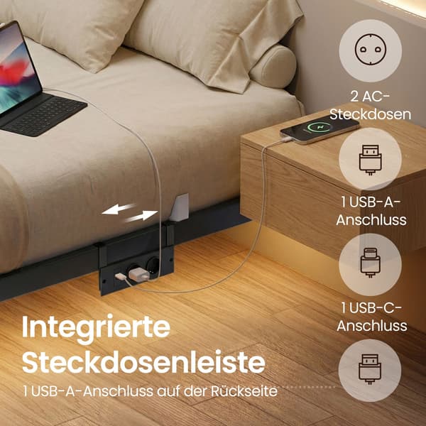Sengestel 180x200 cm Sort Metal