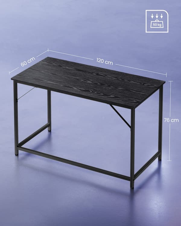 Skrivebord, 120x60x75 cm, Sort