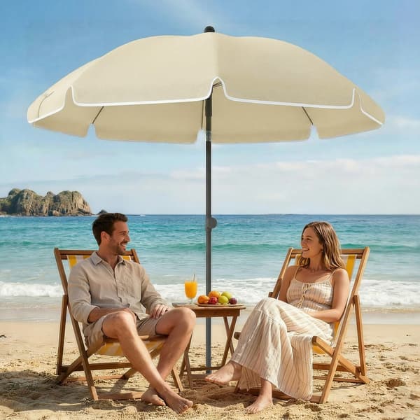 Strandparaply 150x185 cm Beige Fällbart